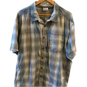 Men’s Columbia Omni-Wick Plaid Button Down Short Sleeve Outdoor Collar Shirt
